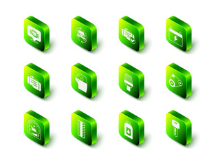 Set Car service, Check engine, battery, Timing belt kit, key with remote, air filter, Canister for motor machine oil and tire wheel icon. Vector