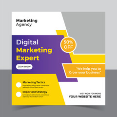 Digital marketing agency business promotion and instagram post template, Social Media Post and Banner and web banner design template
