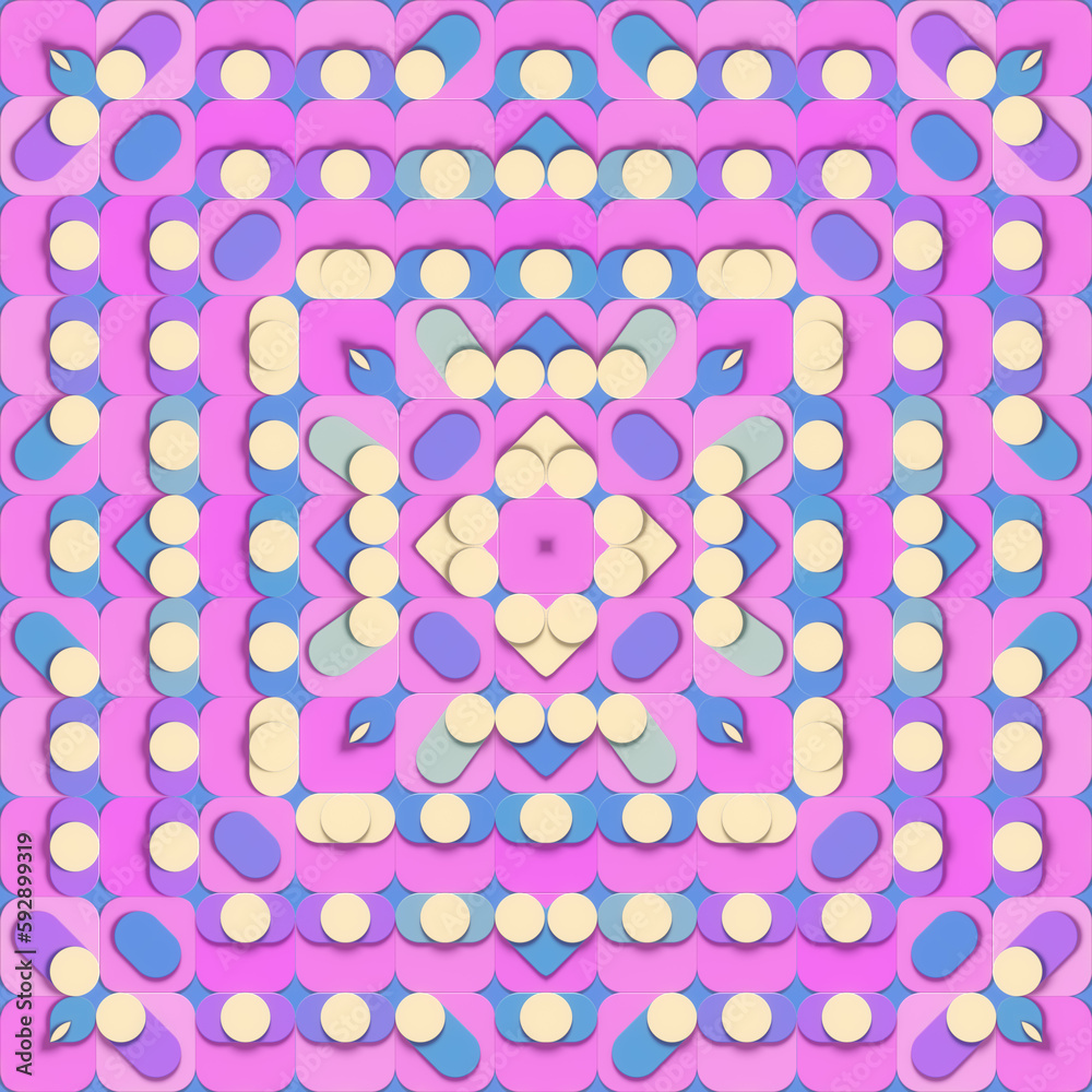 Poster stunning abstract background, symmetrical composition with glowing neon colors. 3d rendering digital