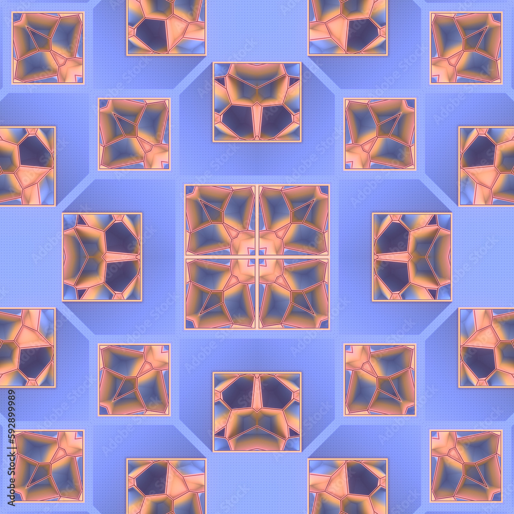 Aufkleber Kaleidoscopic 3d rendering digital illustration of colorful crystal blocks with long shadow