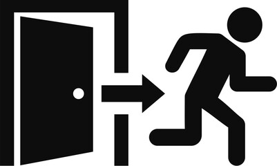 Exit door pictogram, escape vector sign