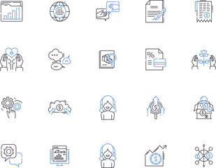 Assessment outline icons collection. testing, evaluation, examination, appraisal, grading, survey, rating vector and illustration concept set. measuring, analyse, measure linear signs