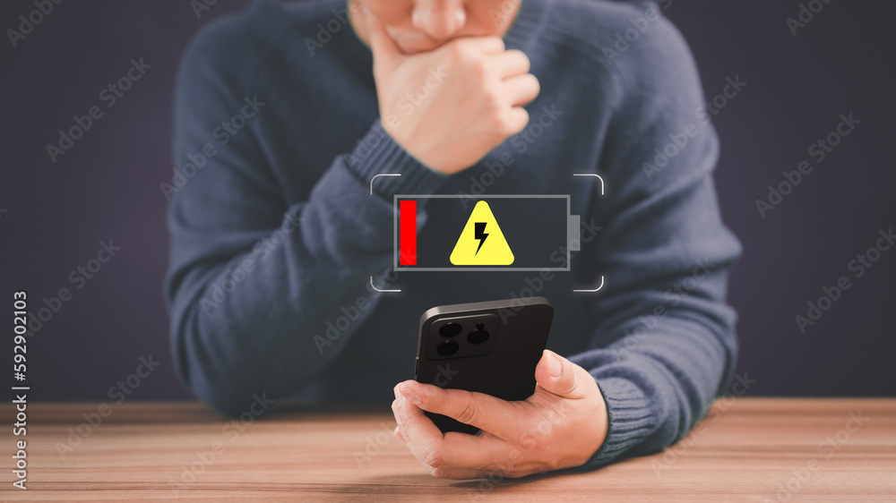 Poster man was angry and frustrated when he realized that his smartphone ran out of battery while playing s