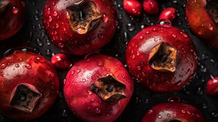 Fresh Miracle berry Seamless Background with Glistening Droplets - Hasselblad Shot, Pro Color Grading, Soft Shadows, and High-End Retouching. Generative AI.