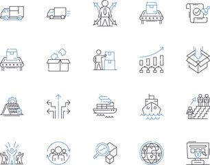 Fulfillment and Distribution outline icons collection. fulfillment, distribution, warehouse, inventory, logistics, supply chain, shipping vector and illustration concept set. receiving, order
