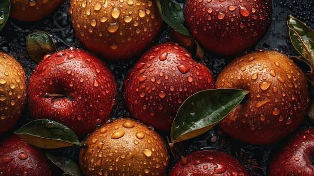 Fresh Nance Seamless Background with Glistening Droplets - Hasselblad Shot, Pro Color Grading, Soft Shadows, and High-End Retouching. Generative AI.