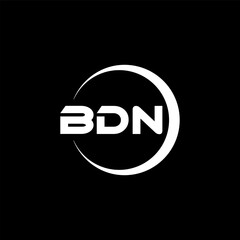 BDN letter logo design with black background in illustrator, cube logo, vector logo, modern alphabet font overlap style. calligraphy designs for logo, Poster, Invitation, etc.