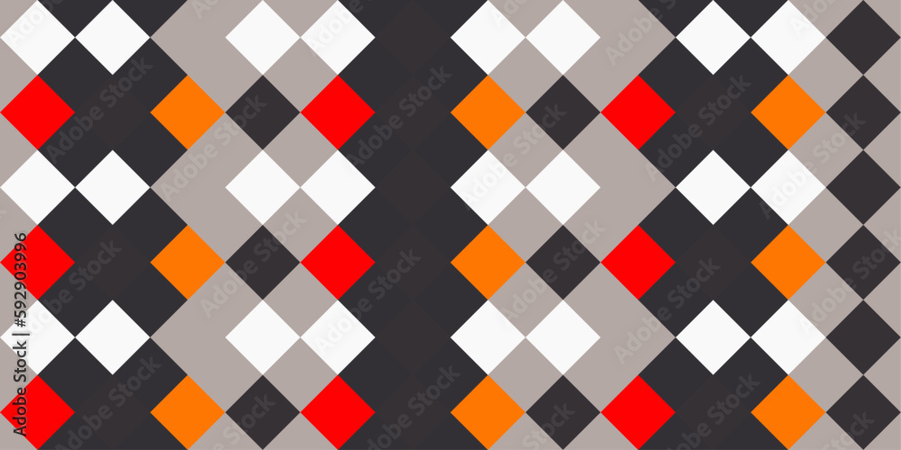 Poster Red, black and gray diamonds. Vector repeating rhombus pattern. Grid of identical diamonds. For print and surface decoration.