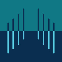 vector abstraction of blue stripes and lines, two halves, separation, logo of two colors