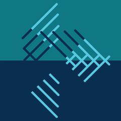 vector abstraction of blue stripes and lines, two halves, separation, logo of two colors