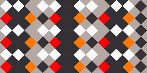 Red, black and gray diamonds. Vector repeating rhombus pattern. Grid of identical diamonds. For print and surface decoration.
