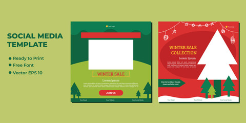 Winter Sale Social Media Post Design, Social Media Banner Design