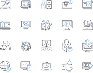 Workflow and employee outline icons collection. Workforce, Employee, Automation, Task, Process, System, Coordinate vector and illustration concept set. Productivity, Efficiency, Schedule linear signs