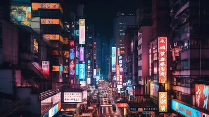 Modern asian city at night - obrazy, fototapety, plakaty