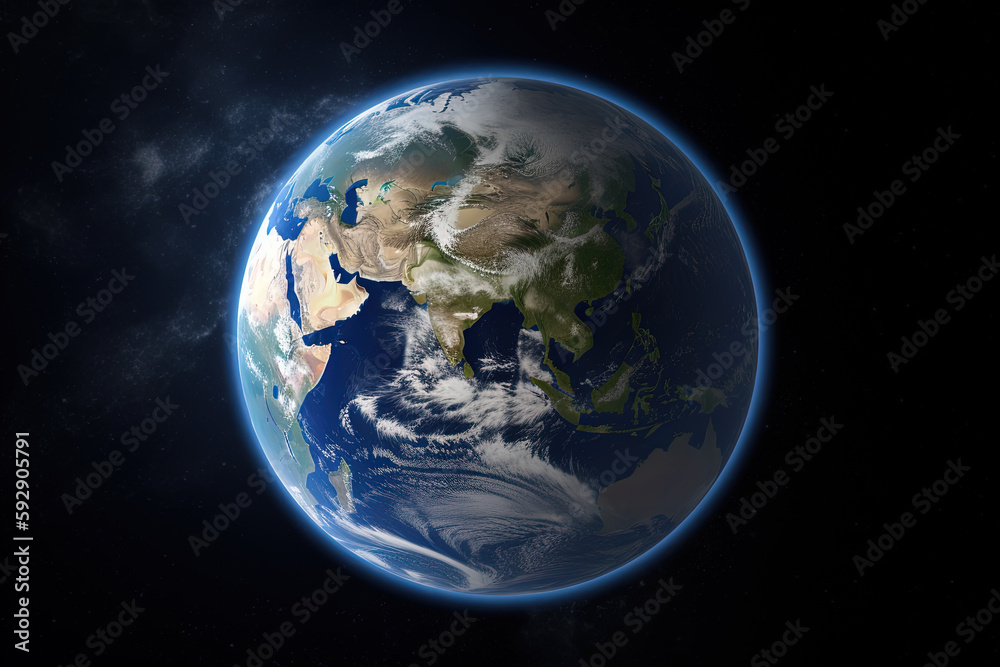 Sticker realistic earth planet in space. created with generative ai technology