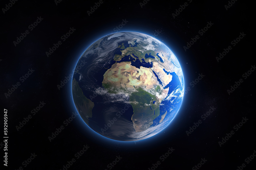 Sticker realistic earth planet in space. created with generative ai technology