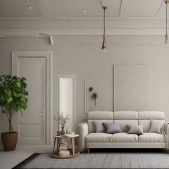 modern living room with sofa and white color, generative ai