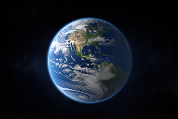 Naklejka na ściany i meble Realistic earth planet in space. Created with Generative AI Technology