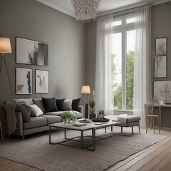 Fototapeta na wymiar living room interior minimalist, generative ai