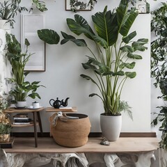 Indoor plant on the table, generative ai