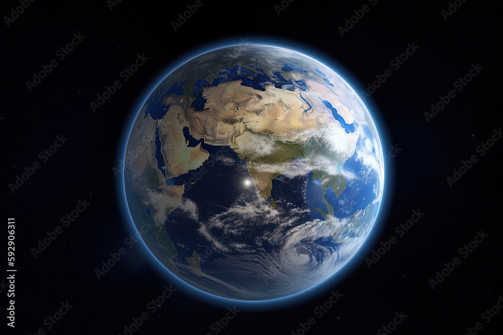 Canvas Prints realistic earth planet in space. created with generative ai technology