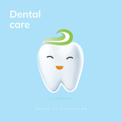 Cartoon dental character. Cute dentist mascot. Oral health and dental inspection teeth. Medical dentist tool.