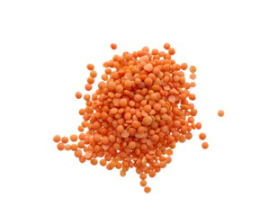 Small red orange lentils isolated on transparency png file