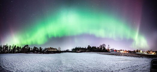 A panorama of the northern lights, Norway