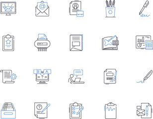 Editing outline icons collection. Edit, Editing, Modify, Enhance, Improve, Revise, Reorganize vector and illustration concept set. Crop, Process, Reshape linear signs
