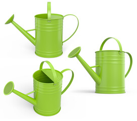 Set of garden tools and supplies for gardener and flower pots in garden