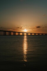 Fototapeta na wymiar Sunrise at the Vasco da Gama Bridge, Lisbon, Portugal