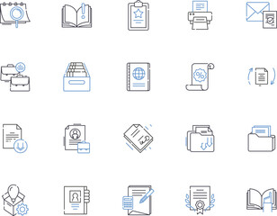 Email marketing outline icons collection. Email, Marketing, Campaigns, Messages, Automation, Lists, Opt-in vector and illustration concept set. Leads, Newsletter, Reach linear signs