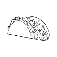 Hand drawn taco sketch symbol. Vector.
