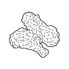 Hand drawn sketch fast food. Breaded crispy fried chicken. Vector.