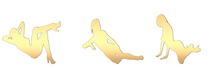 set of female silhouette isolated on white background, 2d illustration