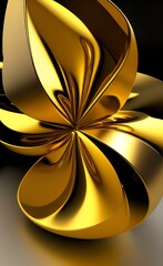 Gold metal background with waves and lines. AI generated.  3d style. Luxurious golden background with satin drapery. 