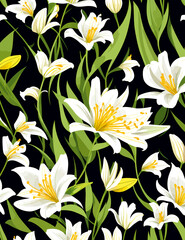 seamless pattern with lilies flowers illustration