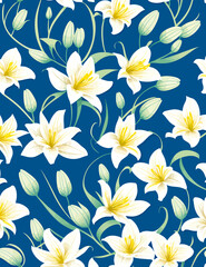 Fototapeta na wymiar seamless pattern with lilies flowers illustration