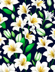 Fototapeta na wymiar seamless pattern with lilies flowers illustration