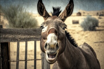A humorous donkey. Generative AI