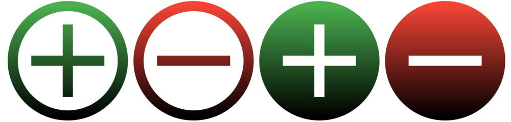 plus and minus icon button, add and remove icon button, set of + and - symbol