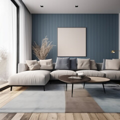 Fototapeta premium Living room mockup realestate aesthetic, Generative AI