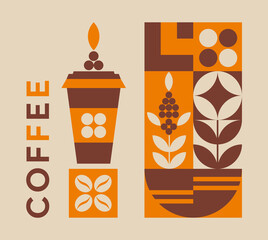 Illustration for cafe and restaurant menus. Package with coffee branch. Design for takeaway coffee. - 592914393