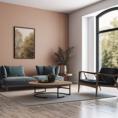 Living room mockup realestate aesthetic, Generative AI