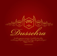 Vector of Happy dussehra greetings in golden text