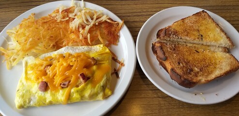 homemade omelet with bacon and cheese