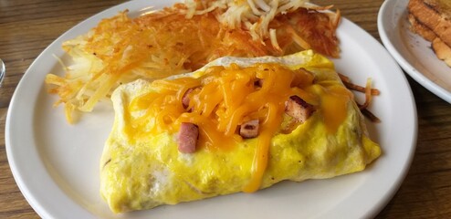 homemade omelet with bacon and cheese