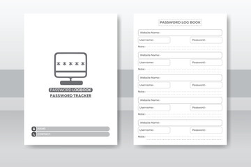 Password notebook. Printable Password Log A4 Size Easily Editable. Minimalist planner