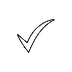 Hand drawn checkmark vector icon. Hand drawn tasks list check-mark done flat sign. Document checkmark symbol pictogram. UX UI icon. Linear icon