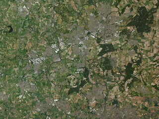 Ashfield, England,  Great Britain. High-res satellite. No legend